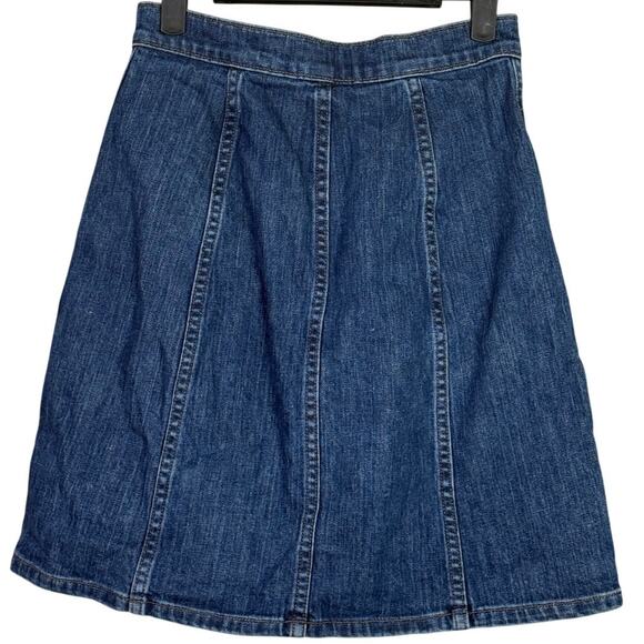 J. Crew A-Line Button Front Denim Knee Length Skirt 25 Dark Blue Wash #3750 - Picture 4 of 15